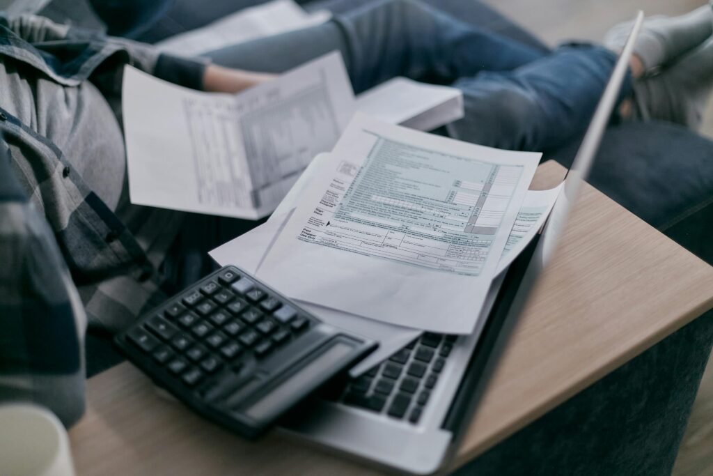 a utility bill and calculator on the table