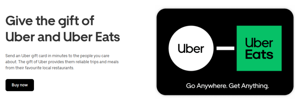 An Uber Eats gift card featuring the logo and design, perfect for food delivery enthusiasts