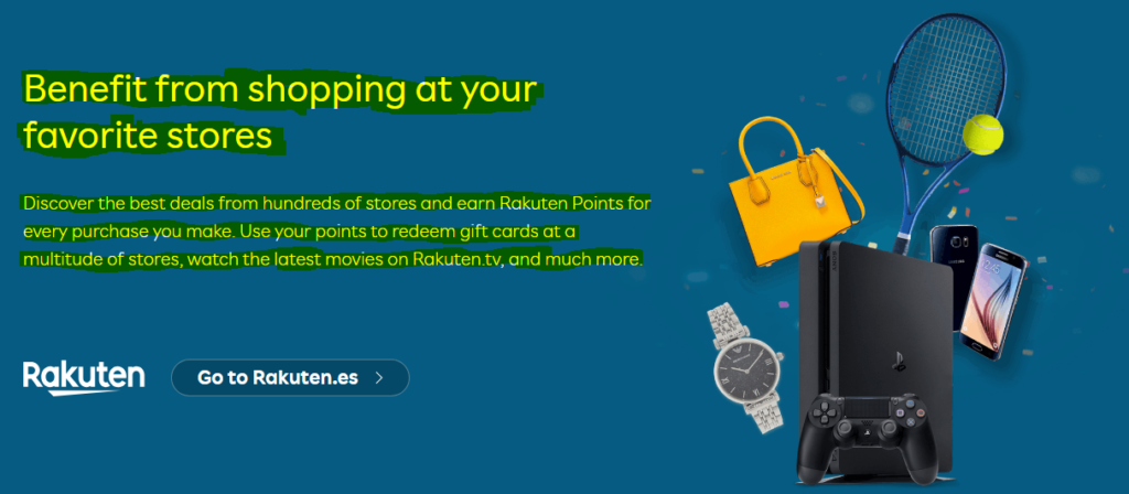 A shopping website showcasing a tennis racket alongside various other sports items and accessories.