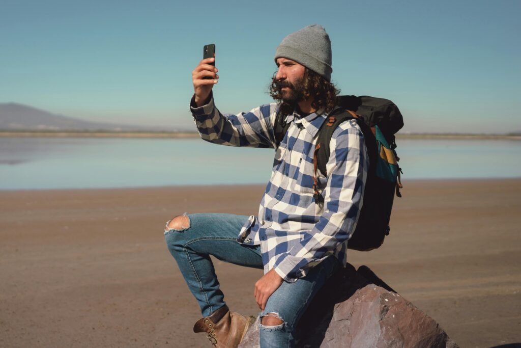 a blogger taking picture