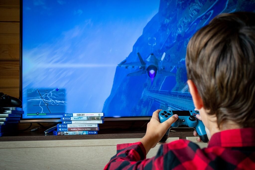 a boy playing video game