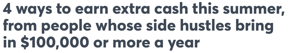 A graphic illustrating four methods to earn extra cash this summer for motivated individuals seeking additional income.
